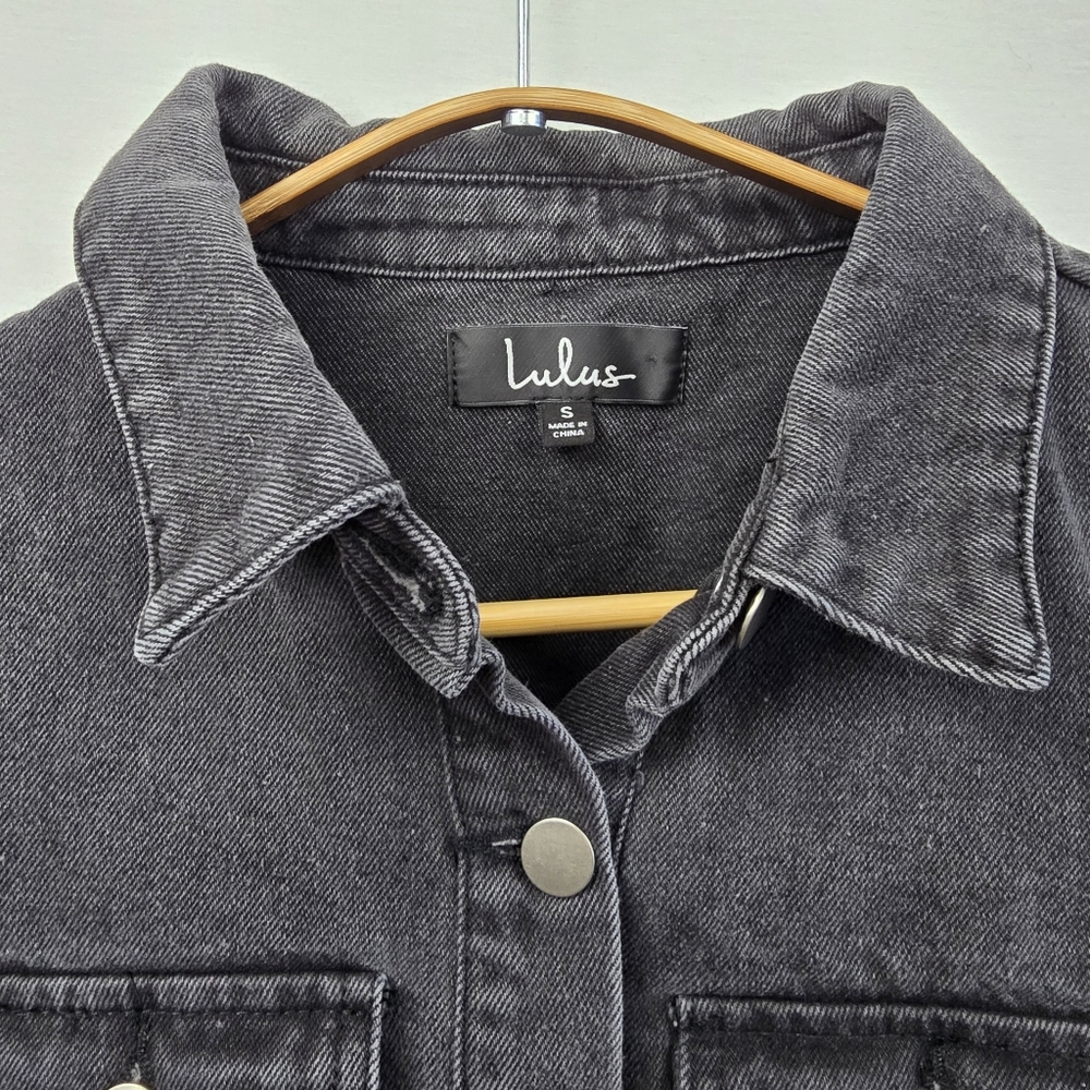 Lulu's Black Denim Jacket Size Small - Picture 4 of 13
